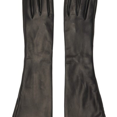 Totême Black Midi Leather Gloves