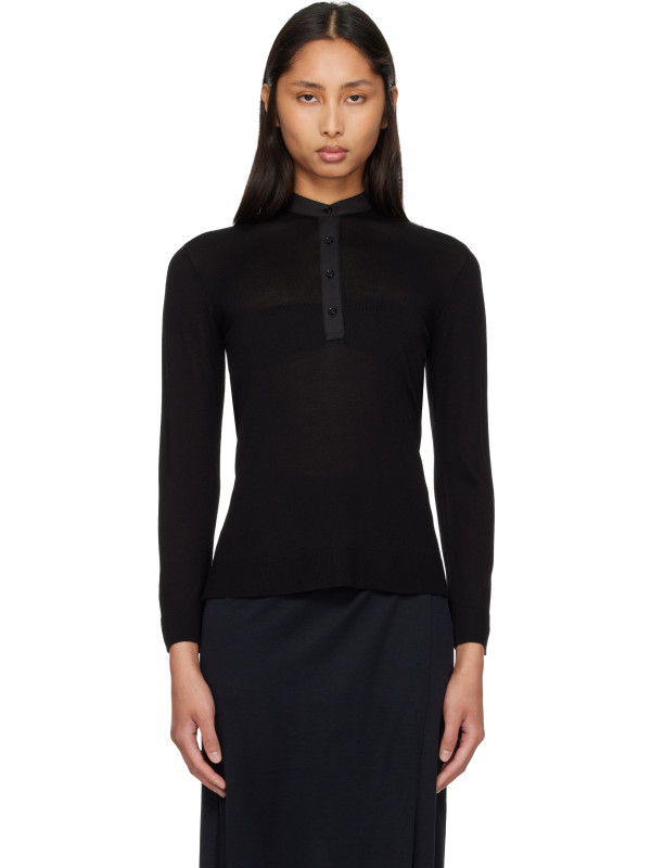 Totême Black Wool Silk Knit Sweater