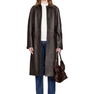 Totême Brown Raglan Leather Coat