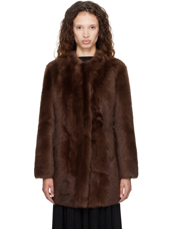 Totême Brown Short Silky Shearling Coat