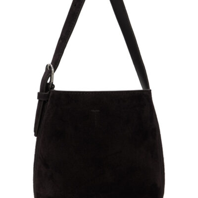 Totême Brown Small Belted Suede Tote