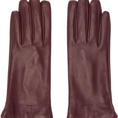 Totême Burgundy Leather Gloves