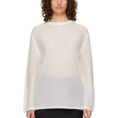 Totême Off-White Long Open Weave Knit Sweater