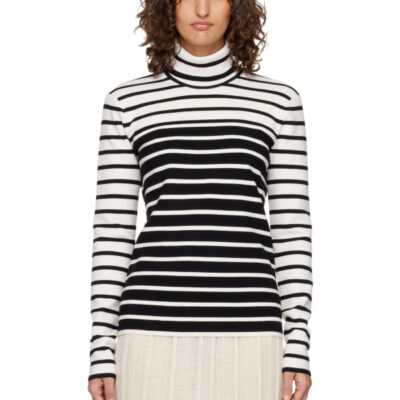 Totême White & Black Striped Turtleneck