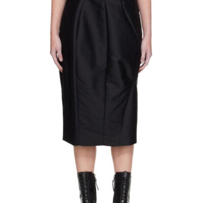 Undercover Black Paneled Silk Midi Skirt
