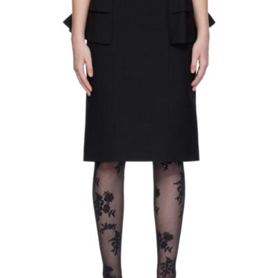 Valentino Black Crepe Couture Midi Skirt