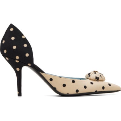 Valentino Garavani Beige & Black Plus De Pois D'Orsay Heels