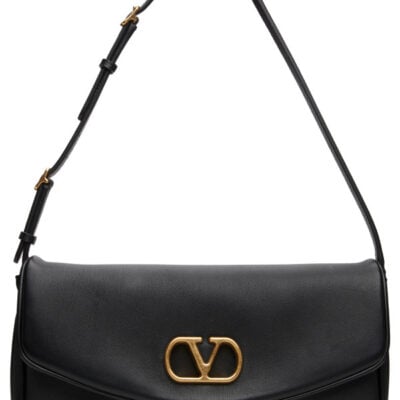 Valentino Garavani Black DeVain Small Nappa Shoulder Bag
