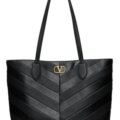 Valentino Garavani Black Jean Patchwork Medium Tote