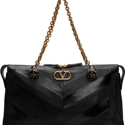 Valentino Garavani Black Panthea Medium Shoulder Bag