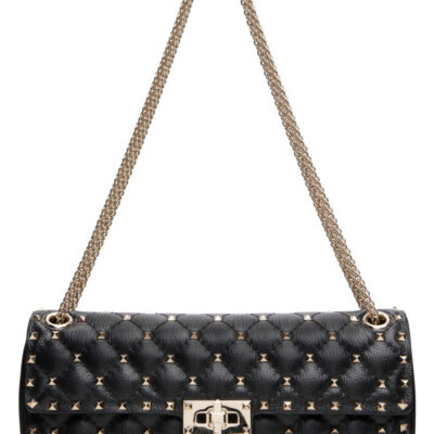 Valentino Garavani Black Rockstud Spike Medium Shoulder Bag