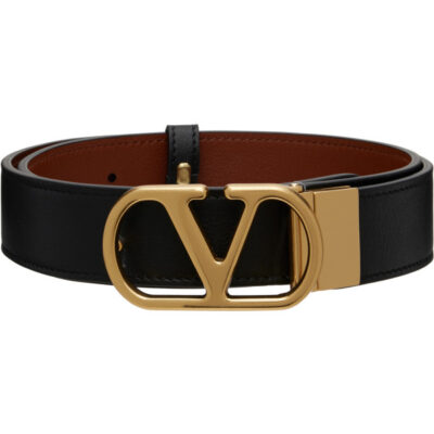 Valentino Garavani Black VLogo Signature Reversible Belt