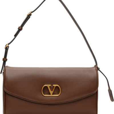 Valentino Garavani Brown Devain Nappa Small Shoulder Bag