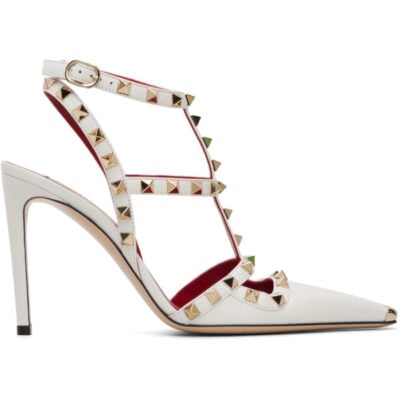 Valentino Garavani White Rockstud 100mm Heels