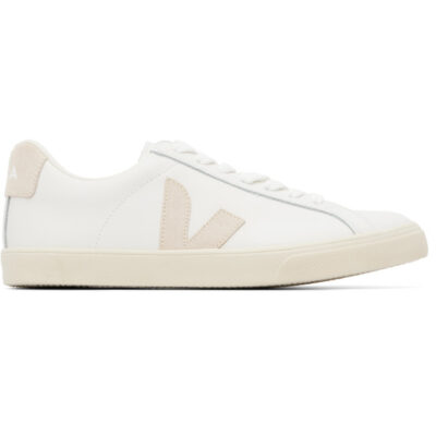 Veja White & Beige Esplar Leather Sneakers
