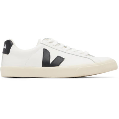 Veja White & Black Esplar Leather Sneakers