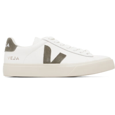 Veja White & Khaki Campo Leather Sneakers
