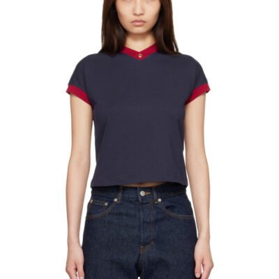 Versace Navy & Red Stretch Cotton-Jersey T-shirt