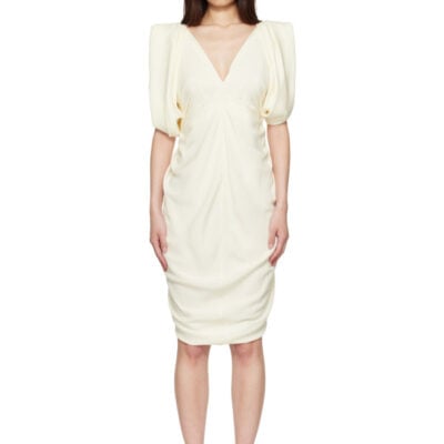 Versace Off-White Cocktail Crepe Midi Dress