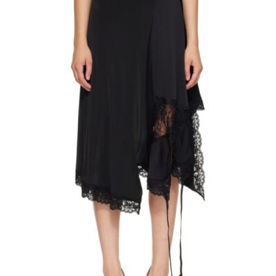 Vetements Black Reworked Slip Midi Skirt