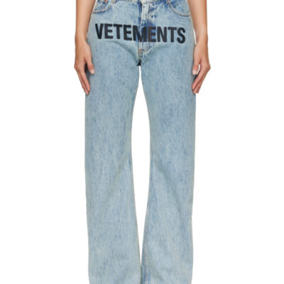 Vetements Blue Embroidered Logo O-Leg Jeans