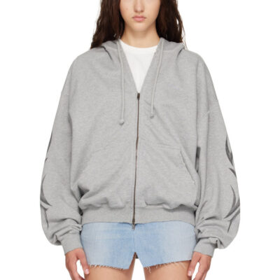 Vetements Gray Graffiti Zip Up Hoodie
