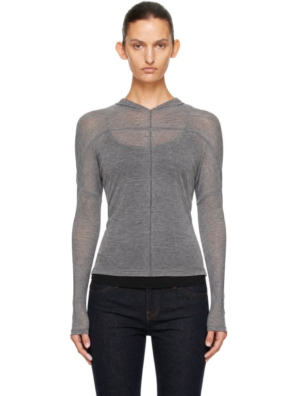Victoria Beckham Gray Draped Top