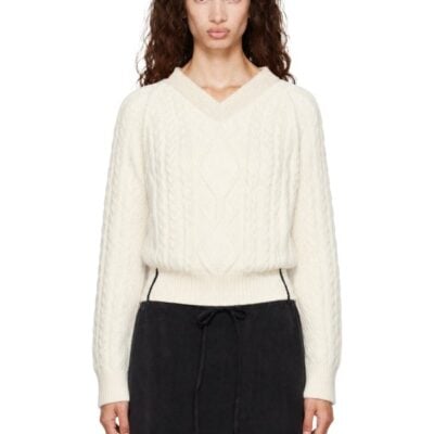 Victoria Beckham Off-White V-Neck Sweater