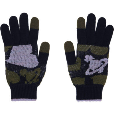 Vivienne Westwood Black & Khaki Hearts & Orbs Gloves