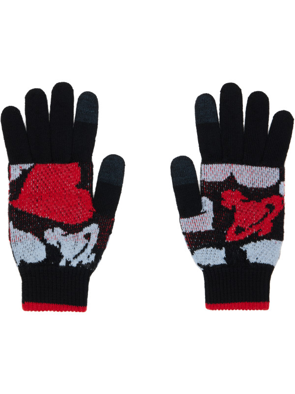 Vivienne Westwood Black & Red Hearts & Orbs Gloves
