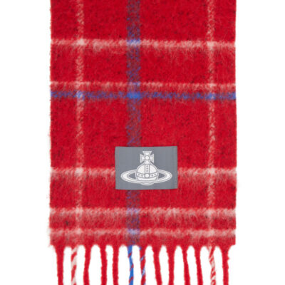 Vivienne Westwood Red Check Alpaca Scarf