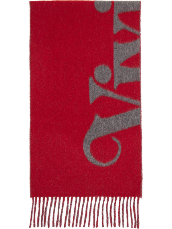 Vivienne Westwood Red & Gray Wool Logo Scarf