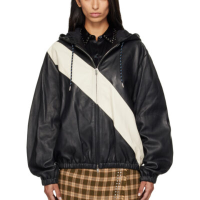 Wales Bonner Black Vista Anorak Leather Jacket