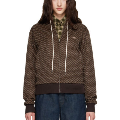 Wales Bonner Brown Modernist Jacquard Hooded Track Jacket