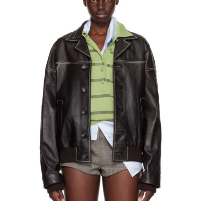 Wales Bonner Brown Time Leather Jacket