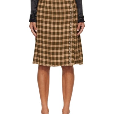 Wales Bonner Khaki Cosmic Midi Skirt
