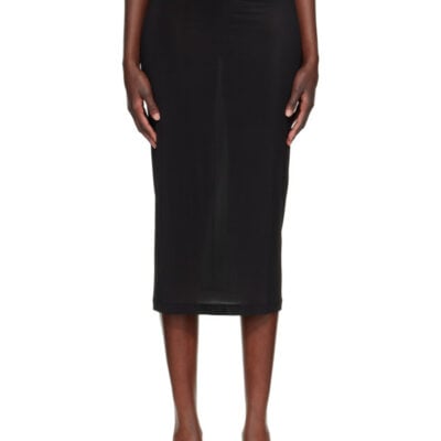 Wardrobenyc Black Sheer Midi Skirt