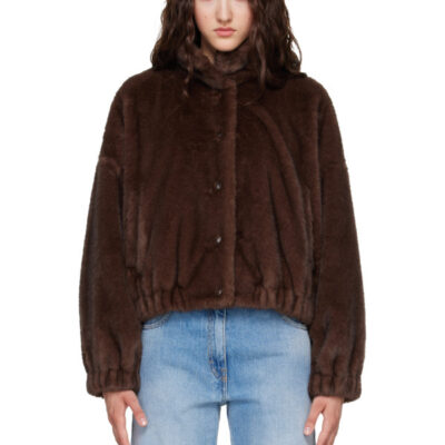 Weekend Max Mara Brown Anemone Faux-Fur Jacket