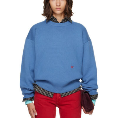 Willy Chavarria Blue 'Chavarria' Embroidered Sweater
