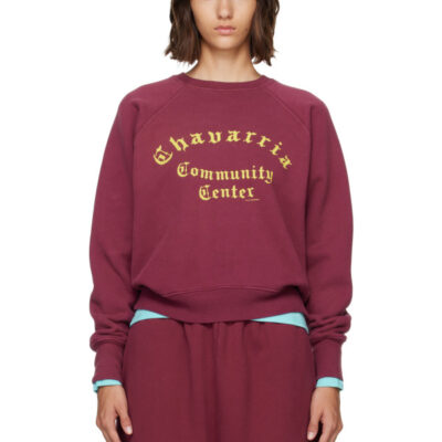 Willy Chavarria Burgundy 'Community Center' Raglan Sweatshirt