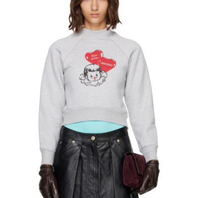 Willy Chavarria Gray 'PAYASADAS!' Shrunken Crew Sweatshirt