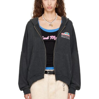 Willy Chavarria Gray 'Plaza Chavarria' Zip Hooligan Hoodie