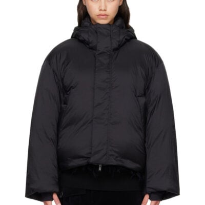 Y-3 Black Hooded Puffer Down Jacket