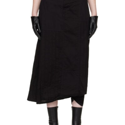 Ys Black Patched Pants Midi Skirt
