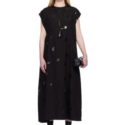 Ys Black Right Side Gathered Maxi Dress