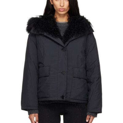 Yves Salomon Black Short Down Jacket