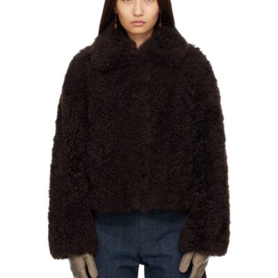 Yves Salomon Brown Lambskin Merino Jacket